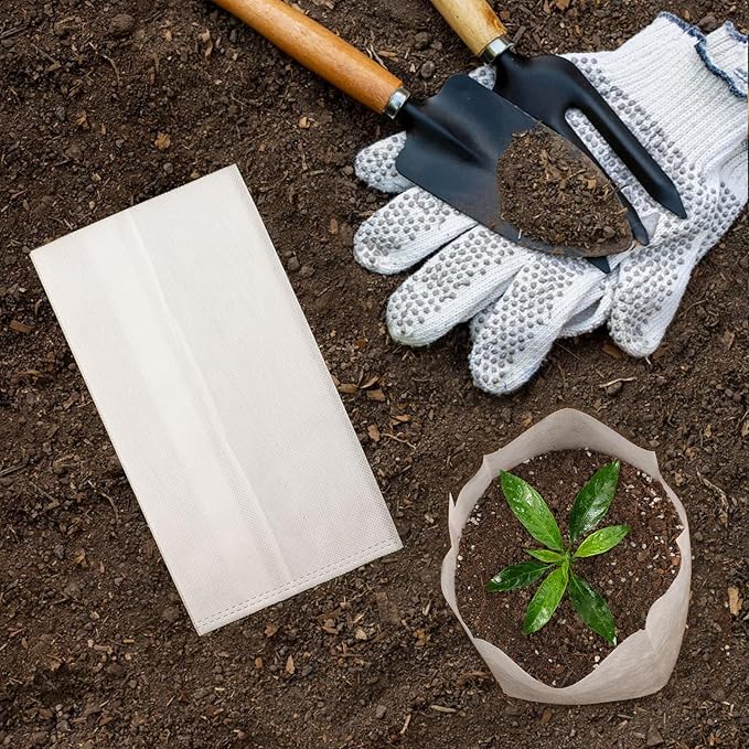 Plant Nursery Bags, 200 pcs 9.8 x 11 in Non-Woven Fabric Seedling Bags Plants Pouch, Plant Grow Bags for High Seedling Survival Planting Growing Flowers Fruit Tree Seed Starting