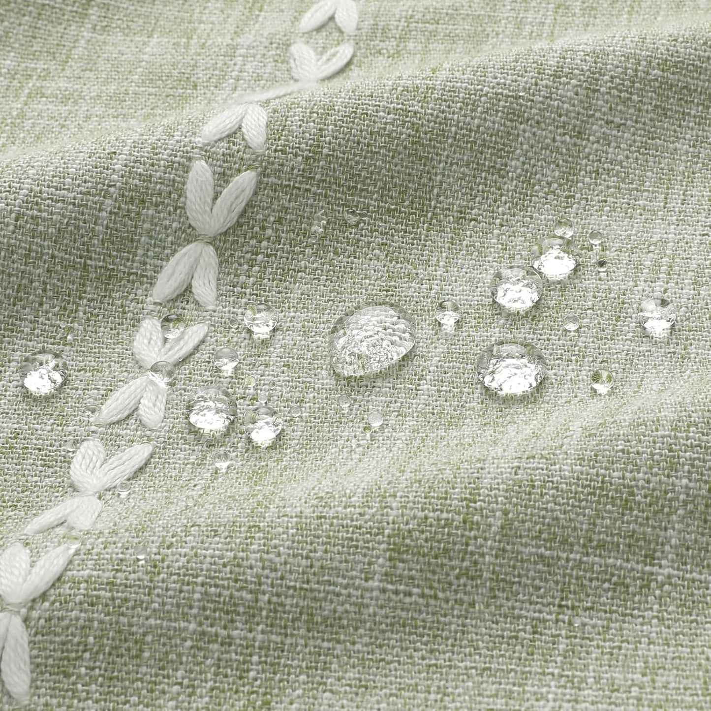 MitoVilla Sage Green Boho Shower Curtain for Vintage Rustic Bathroom Decor, Modern Farmhouse Polyester Linen Fabric Neutral Wrinkle Resistant Cloth Shower Curtain with Tassel, 72 x 72