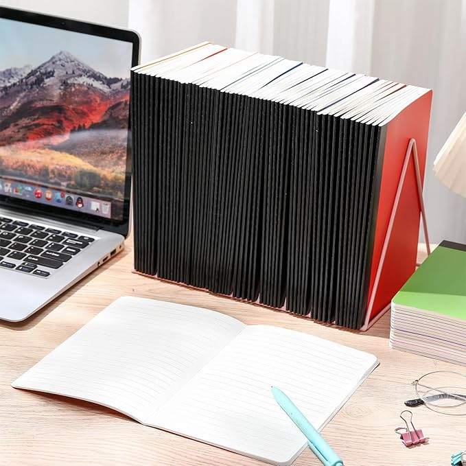 Handepo 100 Pack Composition Notebooks A5/A6 Ruled Lined Composition Kraft Notebooks Bulk Soft Cover Journals Travel Diary Memo for Students Classroom Office Supplies(A5,Stylish Color)