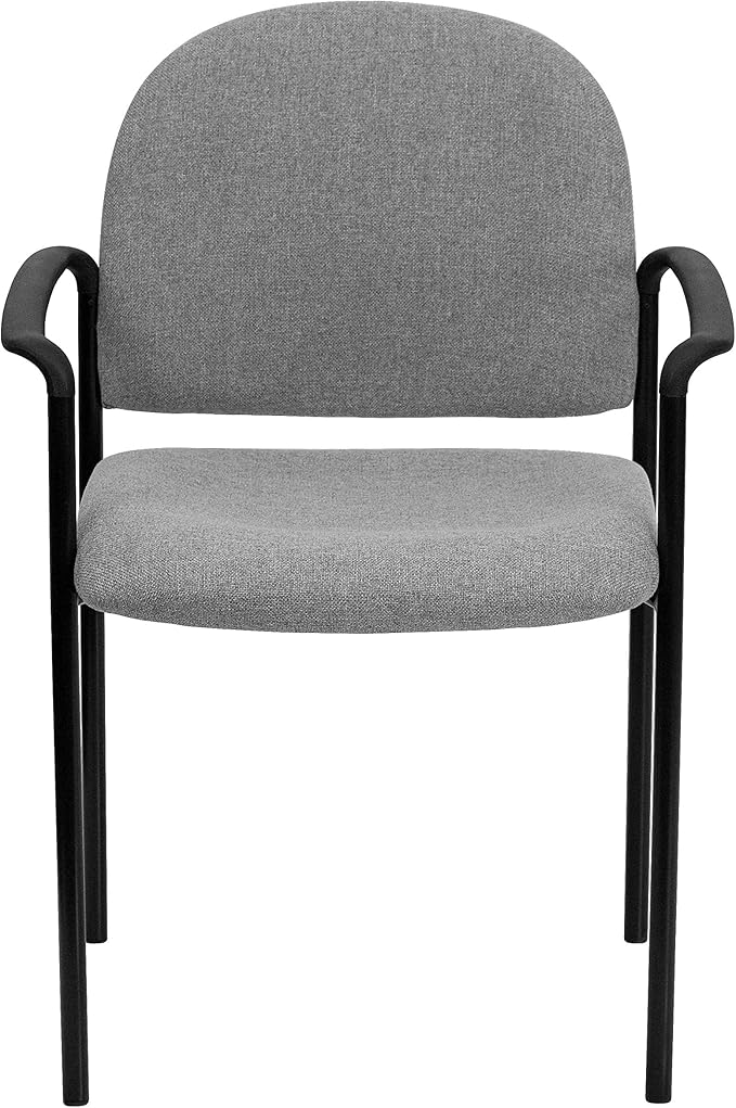 Flash Furniture Tiffany Comfort Gray Fabric Stackable Steel Side Reception Chair with Arms