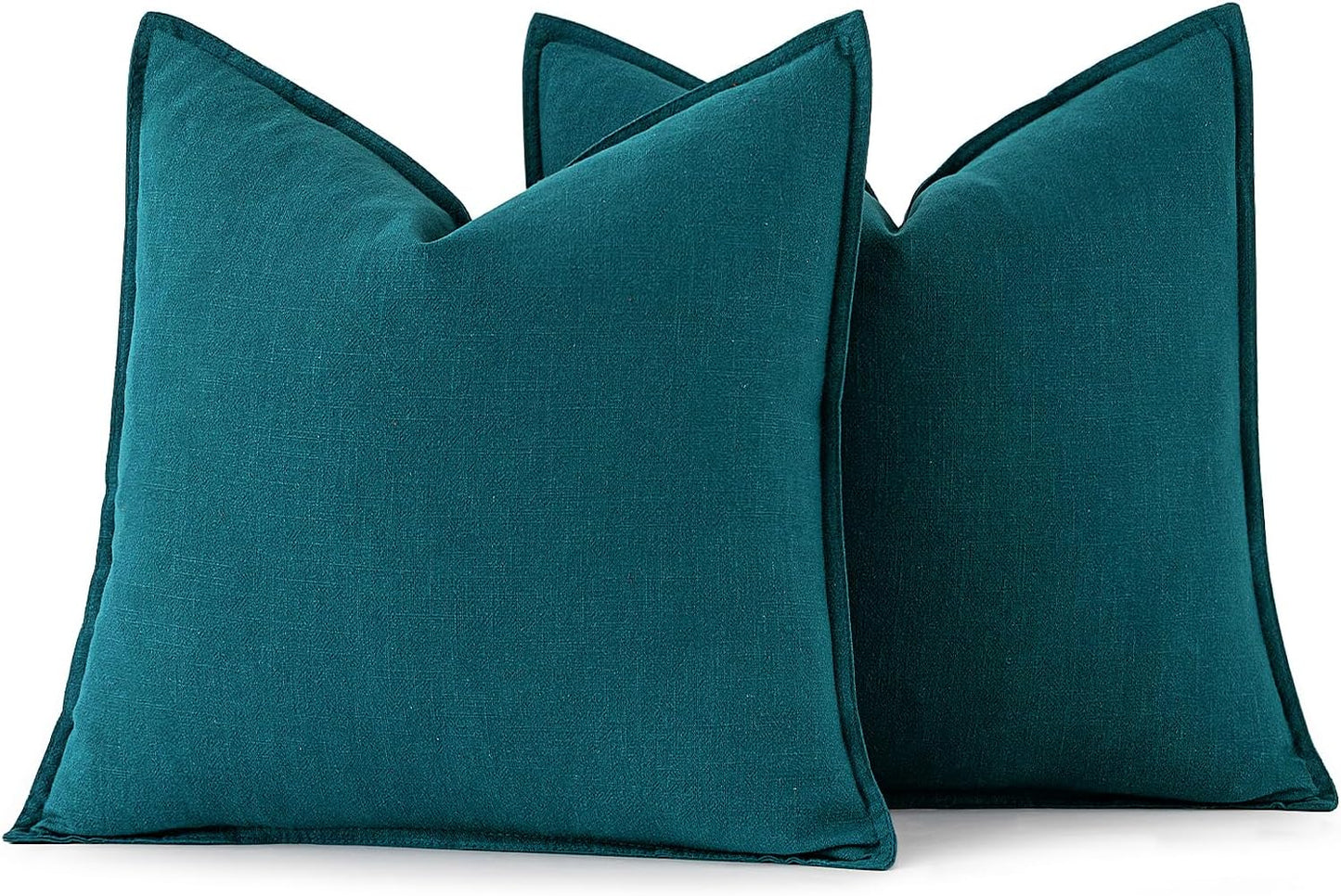 MIULEE Decorative Linen Pillow Covers 20x20 Inch Teal Blue Boho Farmhouse Neutral Couch Throw Pillows for Bed Pack of 2 Accent Coastal Modern Pillowcase Summer Sofa Livingroom Home Decor