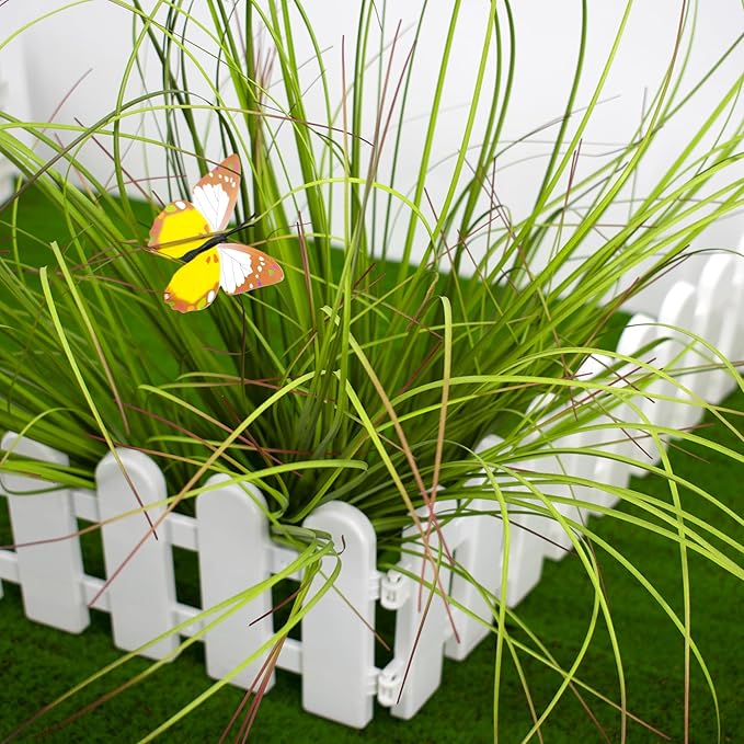 20PCS Artificial Plants Outdoor,Artificial Shrubs Fake Tall Grass,Artificial Faux Greenery Stems,Fake Leaves Artificial Grass Plant Onion Grass UV Resistant for Indoor Decor (20, Green)