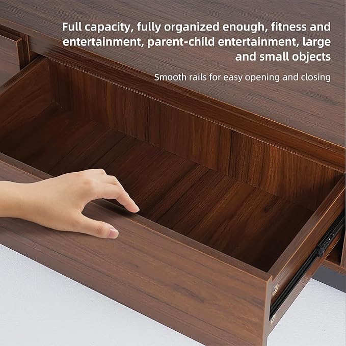 Mid-Century Modern Extendable TV Cabinet with 3 Drawers,TV Stand Adjustable from 78.7" to 130",Entertainment Center for Living Room,Walnut