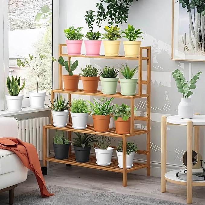 10 Pack 6 Inch Plant Pots with Drainage and Saucers, Black Plastic Flower Pots for Indoor and Outdoor Plants, Stackable Nursery Planters for Houseplants and Herbs, Black