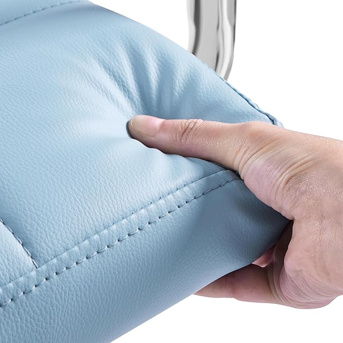 Yaheetech Bar Stools Set of 2, PU Leather Adjustable Swivel Barstools, Hydraulic Kitchen Counter Height Chairs with Armrest and Back for Kitchen, Dining Room, Blue