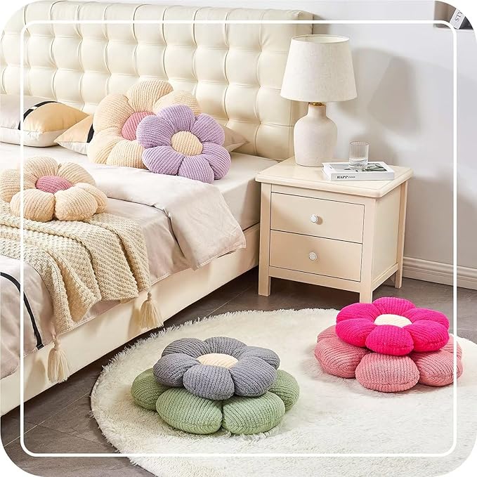 Flower Throw Pillow, Soft Pink 14.9" Shaped Floor Pillow for Home Decor, Cute Aesthetic Plush Decorative Pillows for Bed, Sofa, Couch