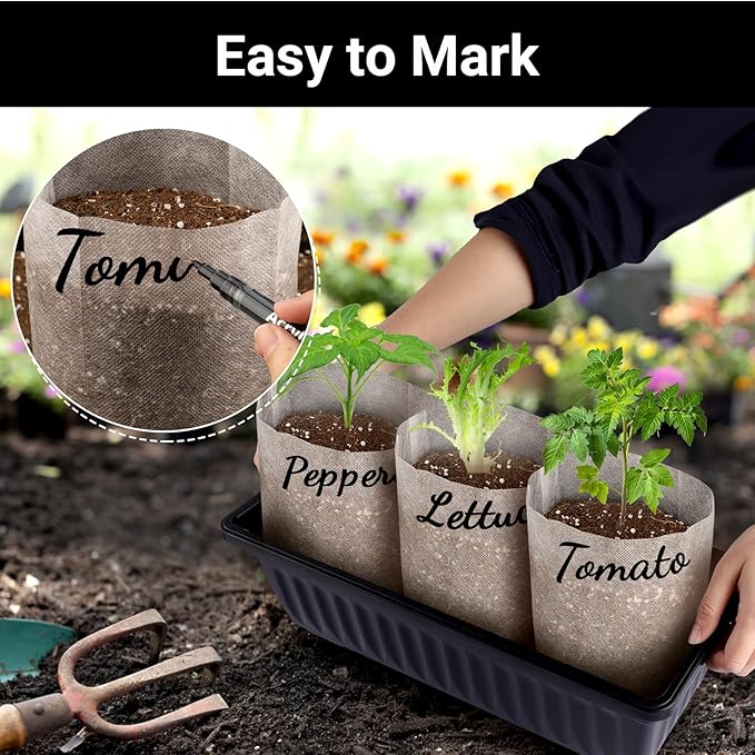 100PCS White Plant Nursery Bags Large, 7.8x10 inches Non-Woven Fabric Seedling Grow Bag, Seed Starting Pots Pouches for Planting Seedling Cutting Clones