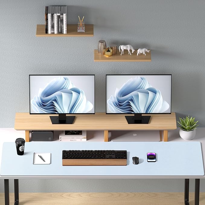 Aothia Faux Leather Desk Mat – Large Mouse Pad, Non-Slip PU Leather Blotter, Waterproof Writing Surface for Office and Home (Baby Blue, 47.2" x 23.6")