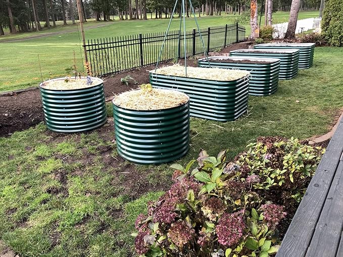 Vego garden 32" Tall 42" Round Raised Garden Bed Raised Bed Planter Box for Vegetables Flowers Patio-British Green