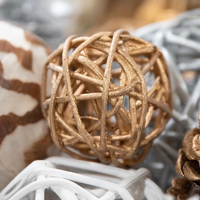 ANDALUCA Decorative Balls Bag Bowl Filler Home Decor (Silver Pinecone)