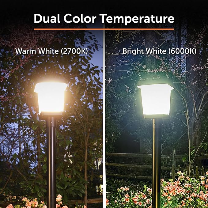 Gama Sonic Halo Outdoor Solar Post Light – 300 Lumen Dual-Color LED Fixture for 3-Inch Poles, (315i90012)