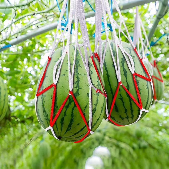 Iceyyyy 30 Packs Watermelon Hammock Mesh Bags-2 Colors Melon Hanging Net Bag-Heavy Duty Trellis Hammock Net for Watermelon,Pumpkin and Cantaloupe