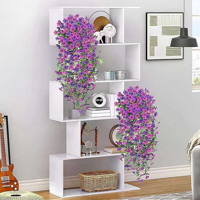 Artificial Fake Hanging Plants Flowers for Spring Outdoor Outside Decor, Faux Mums Silk Realistic Flower, 2 Pcs UV Resistant Look Real Plastic Decorations for Porch Home Patio Balcony Yard