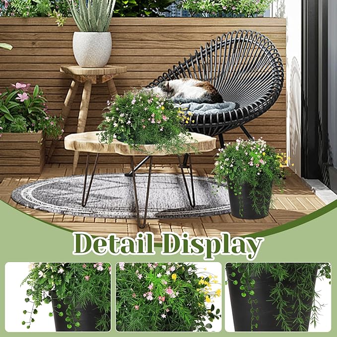 5 in 1 Artificial Plants & Flowers, Potted Fake BabyBreath Grass Plant for Home Decor Indoor Outdoor, Greenery Floor Artificial Plant for Office Room Decoration (Multiple Colour)