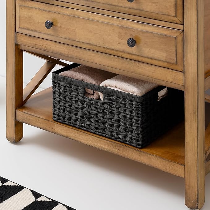 GRANNY SAYS Storage Basket for Organizing, Wicker Storage Basket for Shelf, Large Wicker Baskets for Organization, Decorative Baskets for Living Room and Entryway, 1-Pack