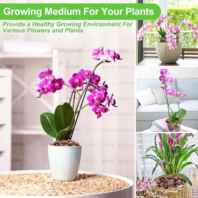 Riare 2 LBS Organic Expanded Clay Pebbles - 4mm-16mm Natural Leca Balls Lightweight Hydroponic Clay Pebbles Aggregate for Indoor Plants, Hydroponic Growing, Plants Drainage, Aquaponics