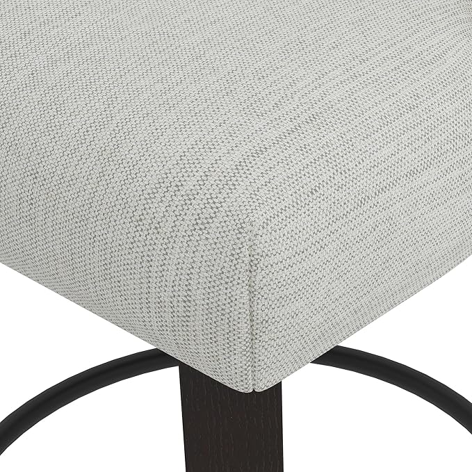 Counter Height Swivel Bar Stools Set of 2, 26" Seat Height Modern Bar Stools with Back and Solid Wood Legs for Kitchen Island, Fabric in Ivory White