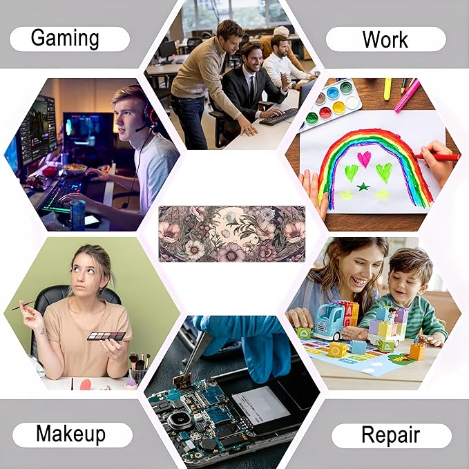 Pastel Purple Floral XL Large Gaming Mouse Pad Pink Flower Forest Desk Mat with Stitched Edges, Non-Slip Rubber Base Mousepad Laptop Computer Keyboard and Mouse Mat 31.5x11.8 in