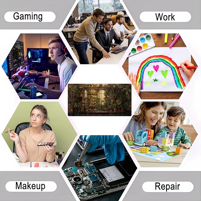 Green Retro Plant Lover Desk Mat Cute Sage Mouse Pad XXL Large Extended Gaming Mousepad Anime Desk Pad 31.5x15.75 in, Aesthetic Desktop Accessories for Women Computer Mat Keyboard and Mouse Mat