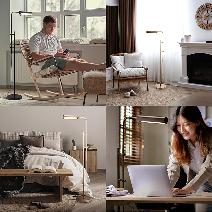 O'Bright Cedric Adjustable Pharmacy Floor Lamp - Industrial Design for Reading, Crafting, Work - 10W LED, Height 45-61 inches - Ideal for Living Room, Bedside, Office - Black