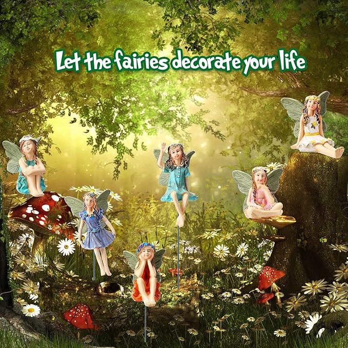 Yulejo 18 Pieces Garden Miniatures Fairies Mini Figurine Fairy Accessories Outdoor Decor for Garden Yard Lawn Supplies