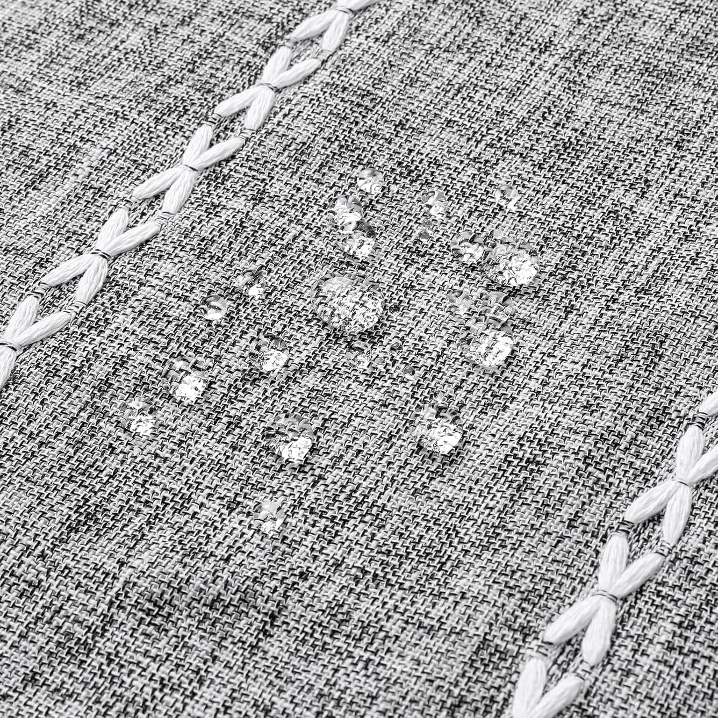 MitoVilla Dark Grey Farmhouse Shower Curtain Set 72 x 78, Boho 78 inch Long Polyester Linen Tassel Fabric Shower Curtain Set for Chic Cottagecore French Rustic Bathroom Decor, Charcoal Grey