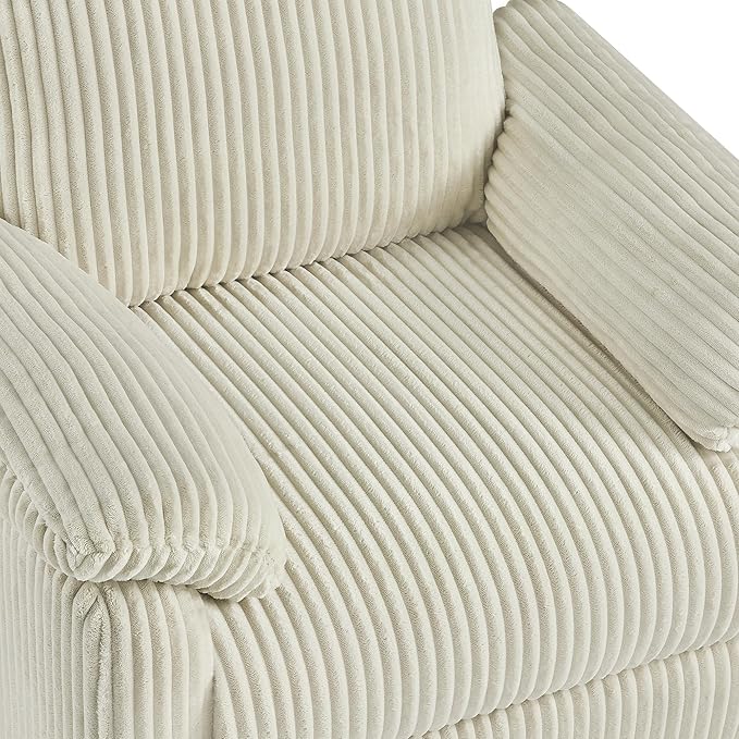 Swivel Rocker Recliner for Adults, Corduroy 360 Degree Swivel Glider Recliner Manual 3-Position Adjustable Easy Assembly for Small Space Living Room Nursery Bedroom