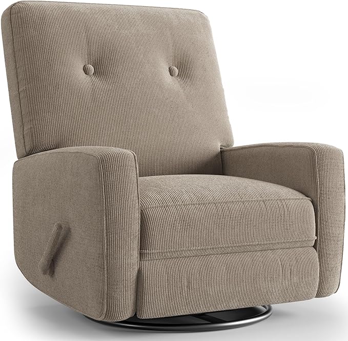 Recliner Chairs, Swivel Rocker Recline, Glider Recliner Nursery Chair, Recliner Chair for Adults, 360° Swivel Glider Rocking Chair for Living Room, Bedroom, Office, RV, Corduroy, Khaki