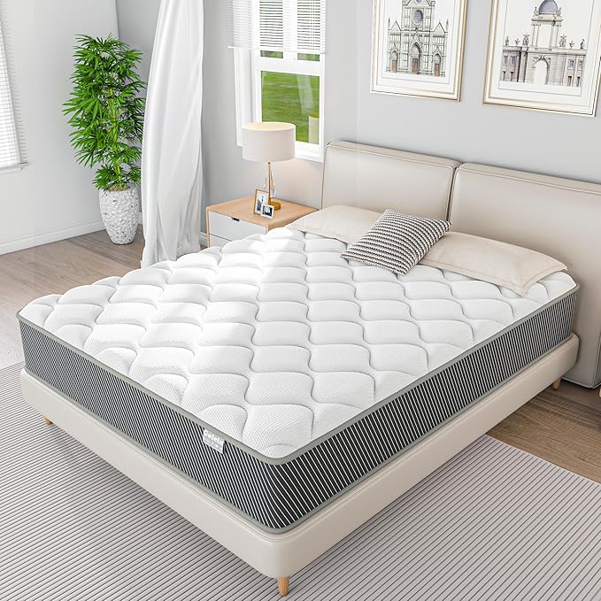 12 Inch Queen Mattress in a Box, Hybrid Memory Foam Queen Size Mattresses with Pocket Spring for Motion Isolation, Comfort Sleep & Pressure Relief, CertiPUR-US, Medium Firm 80"x60"x12"