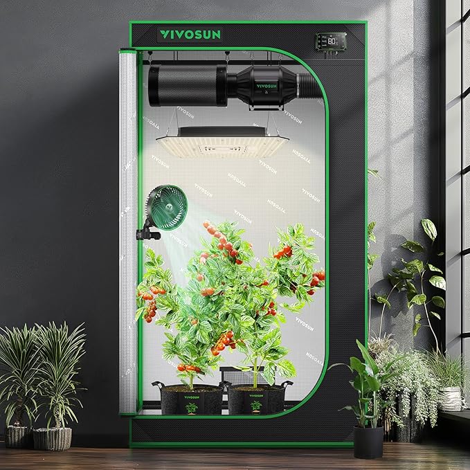 VIVOSUN S326 36"x20"x63" Grow Tent, High Reflective Mylar with Observation Window and Floor Tray for Hydroponics Indoor Plant for VS1000/VS2000