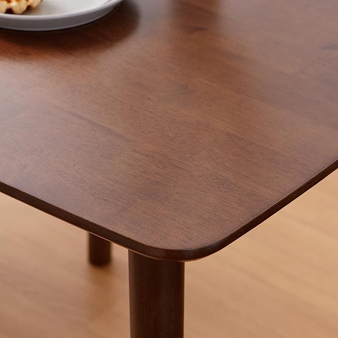 Livinia Aslan 29.5" Malaysian Oak Square Wooden Dining Table/Small Solid Wood Kitchen Desk (Walnut)