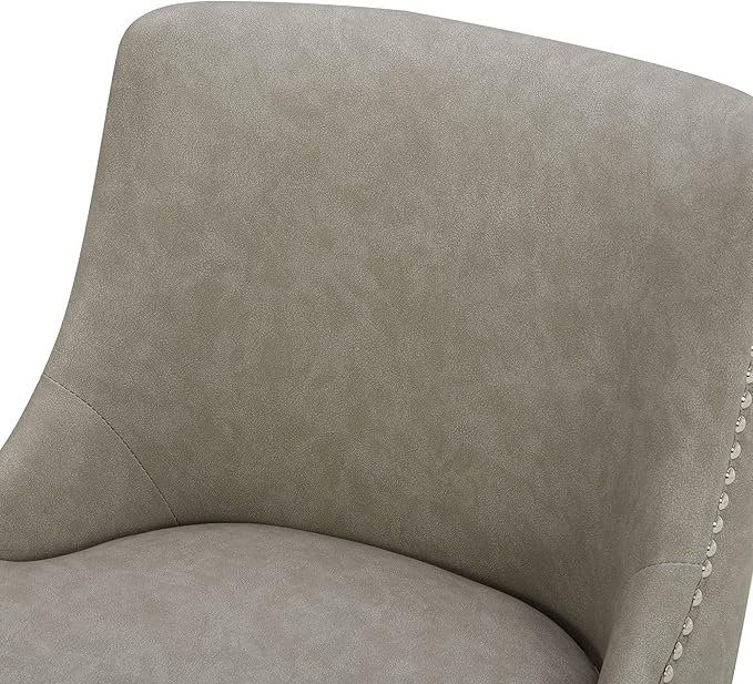 CHITA Counter Height Swivel Bar Stools Set of 2, FSC Certified Upholstered Counter Stools, Modern Swivel Barstools with Wood Legs for Kitchen Island, 26" Seat Height, Faux Leather in Stone Grey