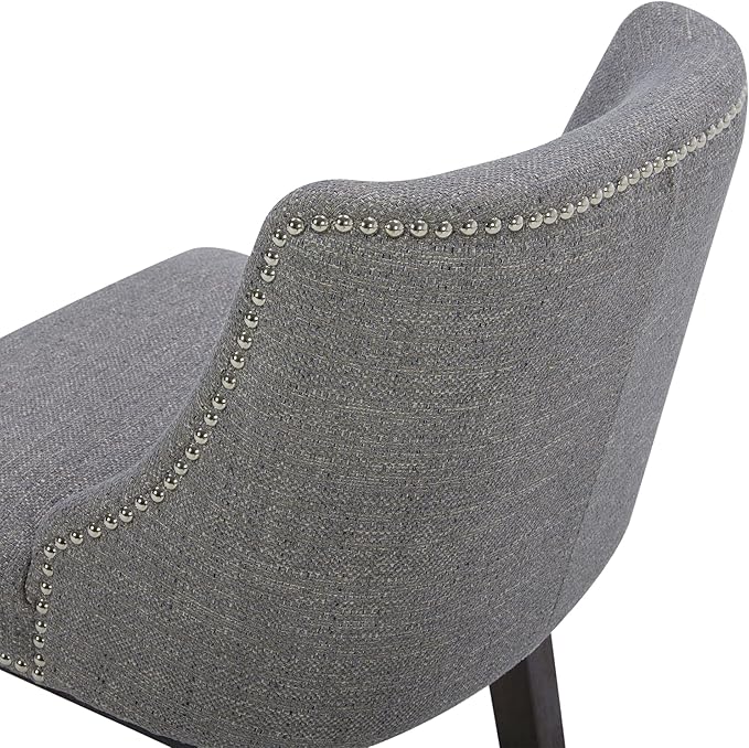 CHITA Counter Height Swivel Bar Stools, FSC Certified Upholstered Counter Stools, Modern Swivel Barstools with Wood Legs for Kitchen Island, 26" Seat Height, Fabric in Fog