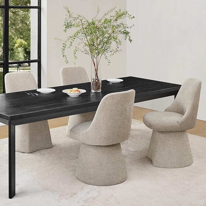 Swivel Dining Chair Mid Century Modern DeskChair High Back Upholstered Linen Fabric SideChair for Kitchen Diningroom Bedroom,Khaki,1 Box