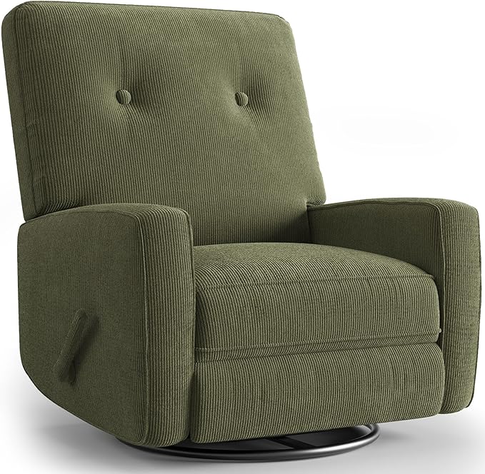 Recliner Chairs, Swivel Rocker Recline, Glider Recliner Nursery Chair for Adults, 360° Swivel Glider Rocking Chair for Living Room, Bedroom, Office, RV, Small Spaces, Corduroy, Green