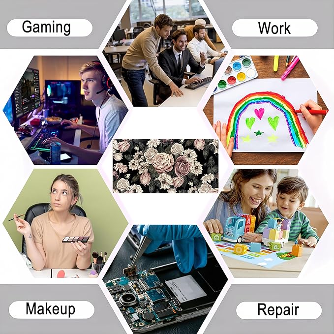 Retro Rose Floral Desk Mat Vintage Flower Plant Mouse Pad XXL Large Gaming Mousepad Cute Desk Pad Computer Mat 31.5x15.75 in, Cool Desktop Accessories for Women Office Desk Decor Keyboard Pad Mat