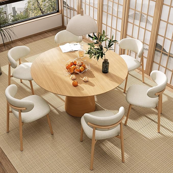 Kitchen Dining Chairs Set of 4 Modern Soft Linen Farmhouse Dining Room Chair with Metal Legs, Beige/Original