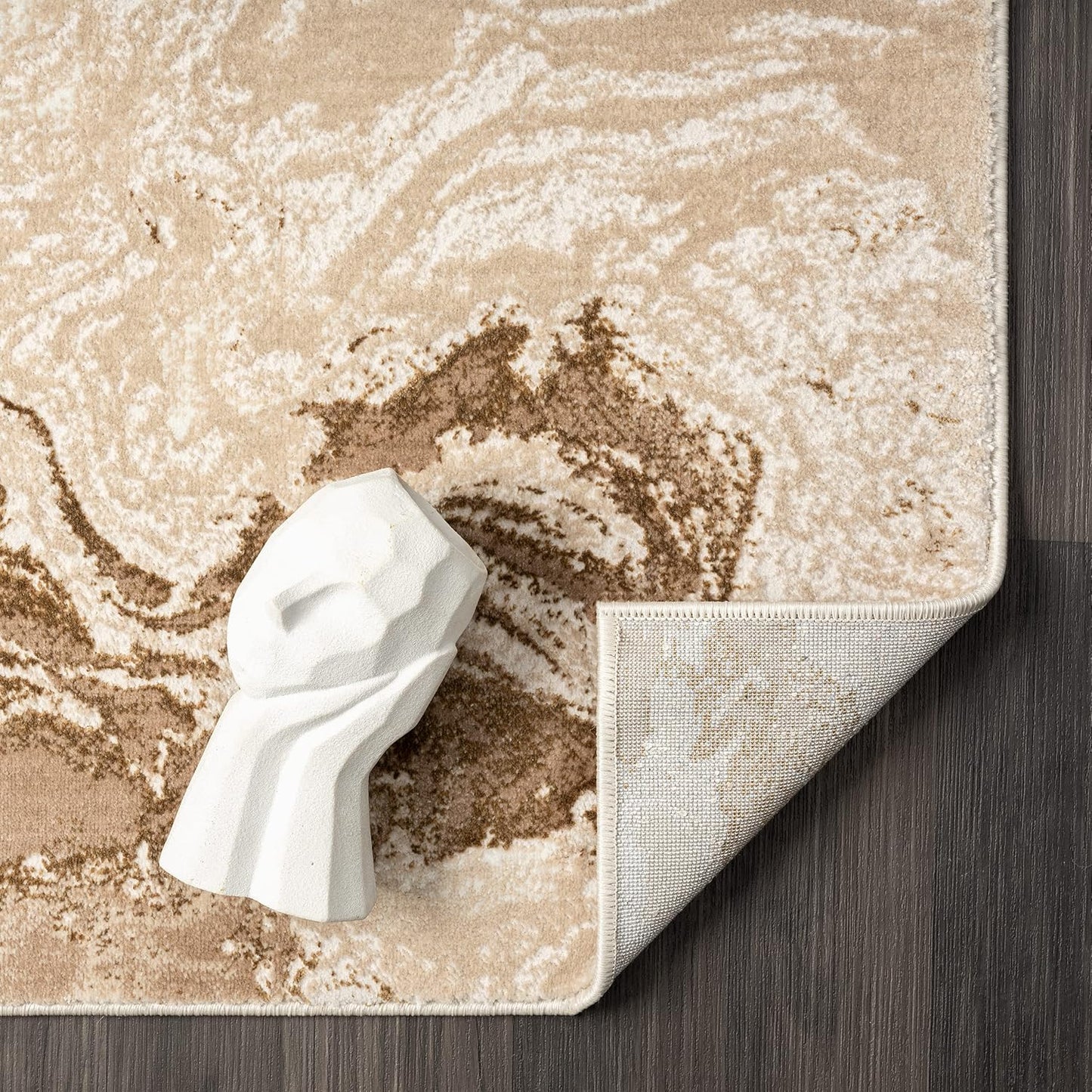 LUXE WEAVERS Marble Swirl Abstract Area Rug, Beige 2x7