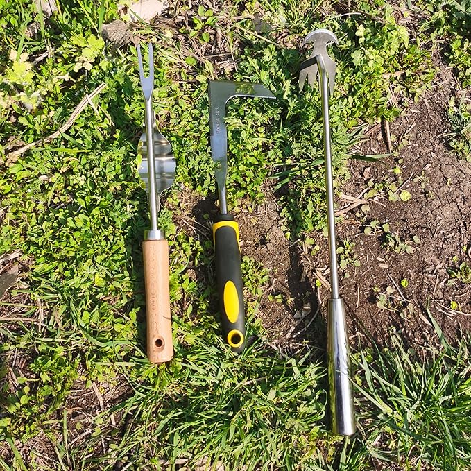 Weed Puller Tool, 3 Pack Stainless Steel Manual Hand Weeder Tool, Patio Crack Weeder, Moss Remover, Crevice Weeding Digger Tools, Uprooting Weeding Tools for Planting and Gardening
