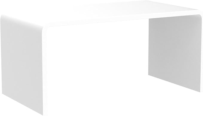 32 Inch Ceramic-Gloss White Waterfall Rectangle Coffee Table,Morden Afternoon Tea Table, Stubborn Stains Resistance,Easy Clean, Middle Size Table(32 * 16 * 16) fit for 2 seat Sofa