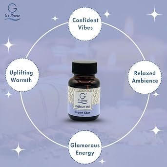 G's Breeze Super Star Diffuser Oil Refill - Essence of Star-Studded Glamor - Transform Any Space with Invigorating Fragrance – Ideal for Home & Office – Long-Lasting Freshness Aroma - 60 ML