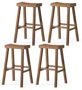 Maven Lane Kitchen Bar Stool, Modern Farmhouse Wood Stool, Kitchen Island Chairs, Pub Bar Height Stools for Kitchen, Wide Comfortable Seat Backless Bar Stools, Vincent 31", Antiqued Natural, Set of 4