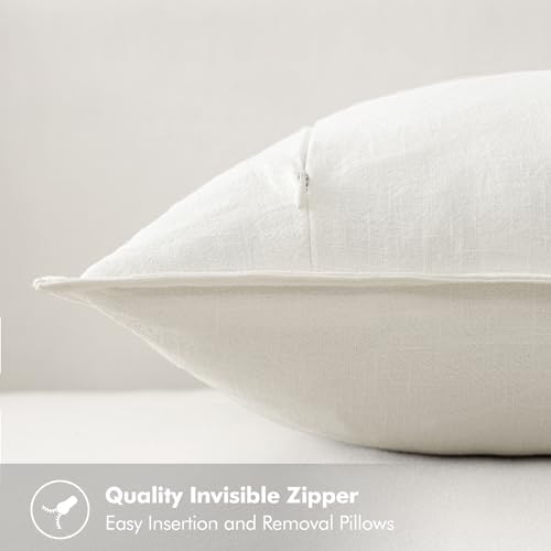 MIULEE Cream Linen Pillow Covers Pack of 4 Christmas Decorative Natural Solid Throw Pillow Covers Soft Accent Boho Farmhouse Couch Pillowcases Modern Home Decors for Living Room Bed Sofa 24x24 Inch