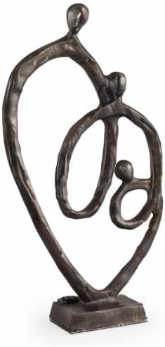 Danya B. Family of 3 Heart Ring of Love Sand-Casted Bronze Sculpture, Contemporary Decor for Home or Office, Gift for a Family of 3, Wedding, Birthday or New Baby