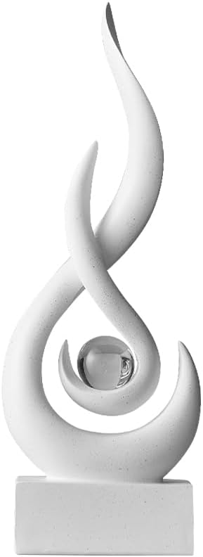Modern Abstract Art Table Decoration - Ceramic Statue Modern White Ornaments for Living Room Great Gift Idea Home Décor 5 * 2.5 * 10.5 inch Gift Box Included (Sandstone)