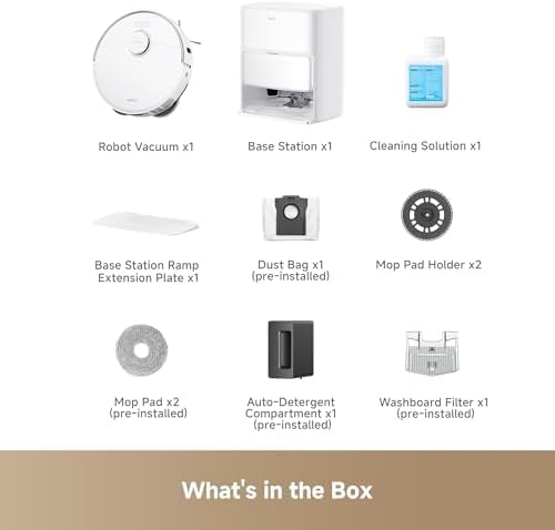 Mova P50 Pro Ultra Robot Vacuum and Mop, 19,000Pa Suction with Anti-Tangle Brush, Removable & Liftable Mop for Carpet & Floor, 167℉ Mop & Washboard Self Drying & Cleaning, Auto Empty & Refill