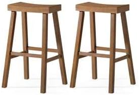 Maven Lane Kitchen Bar Stool, Modern Farmhouse Wood Stool, Kitchen Island Chairs, Pub Bar Height Stools for Kitchen, Wide Comfortable Seat Backless Bar Stools, Vincent 31", Antiqued Natural, Set of 2