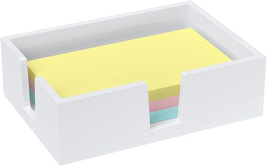Acrylic Sticky Note Holder, Self-Stick Note Pad Holder W/O Pads - Note Dispenser Memo Pad Holder Desk Organizer for School Office Home (4''x6'' White)