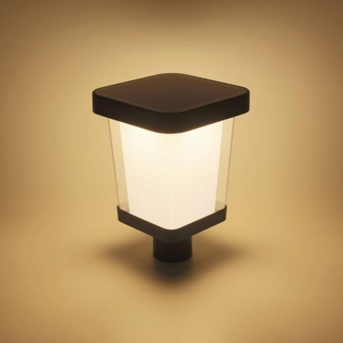 Gama Sonic Halo Outdoor Solar Post Light – 300 Lumen Dual-Color LED Fixture for 3-Inch Poles, (315i90012)