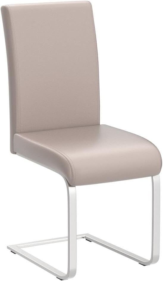 Yaheetech Dining Chairs Set of 4 Modern Faux Leather Upholstered Dining Room Chairs with High Back and Metal Chrome Legs for Kitchen/Living Room/Restaurant, Light Brown